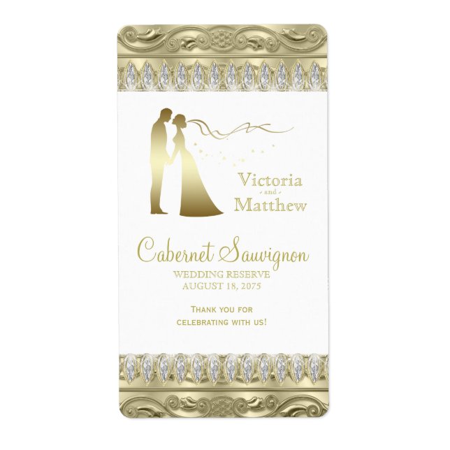 Gold Wedding Wine Labels (Front)