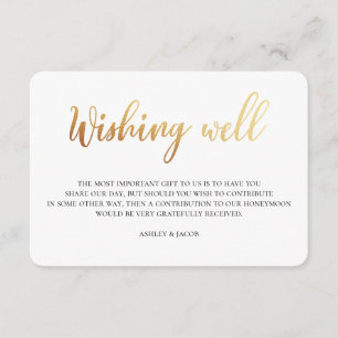 Gold wedding wishing well. Modern foil insert