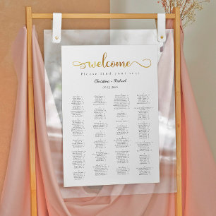 Gold Welcome Alphabetical Seating Charts