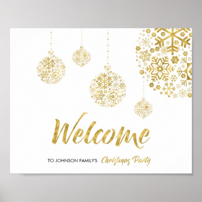 Gold Welcome Sign for Christmas Party (Front)
