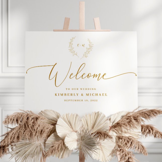 Gold Welcome Sign Wreath Initial (Creator Uploaded)