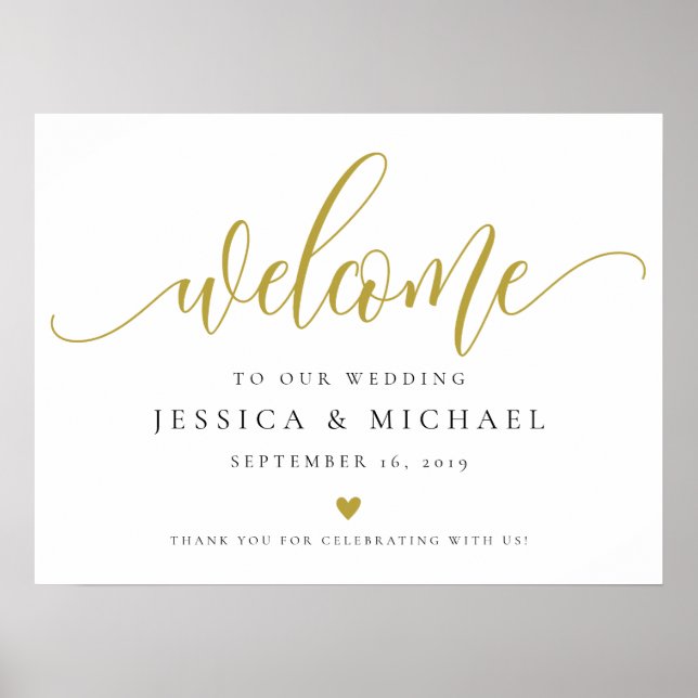 Gold Welcome Wedding Sign (Front)