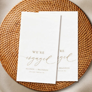 Gold We're Engaged Engagement Party Napkin