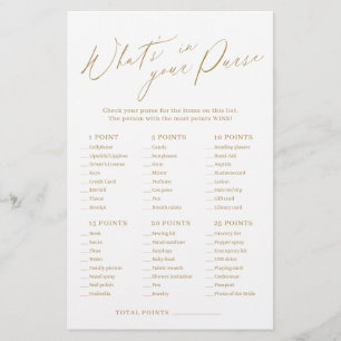 Gold what's in your purse bridal shower game