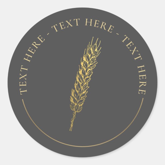 Gold Wheat Logo Round Sticker (Front)
