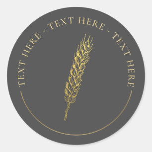 Gold Wheat Logo Round Sticker