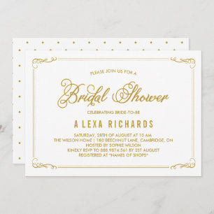Gold Whimsical Borders Bridal Shower Invitation