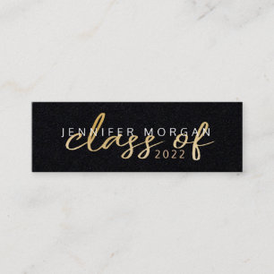 Gold Whimsical Script Graduation Name Card