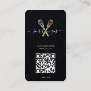 Gold Whisk Bakery Chef Caterer Editable Qr code Business Card