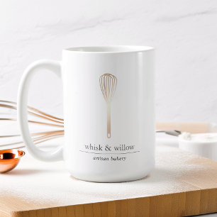 Gold Whisk Bakery Pen Holder Coffee Mug