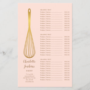 Gold Whisk Catering Blush Pink Service Menu