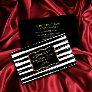 Gold Whisk   Frame Abstract Black White Stripes  Business Card