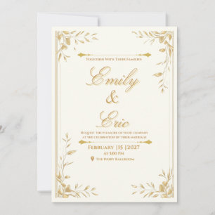 Gold Whisper - Elegant Gold Wedding Invitation