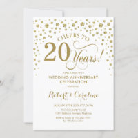Gold White 20th Anniversary Celebration Invitation
