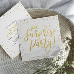 Gold & White | 50th Surprise Birthday Party Invitation<br><div class="desc">Celebrate your special day with this stylish modern surprise birthday party invitation template. This design features chic gold textured calligraphy and confetti background. You can customise the text to any birthday or events. (21st,  30th,  40th,  50th,  60th,  70th,  80th,  90th,  100th)</div>