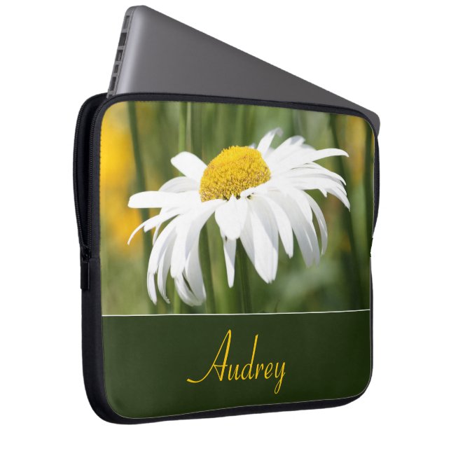 Gold white and green laptop sleeve (Front Right)