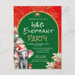 Gold, White And Green White Elephant Gift Exchange Postcard