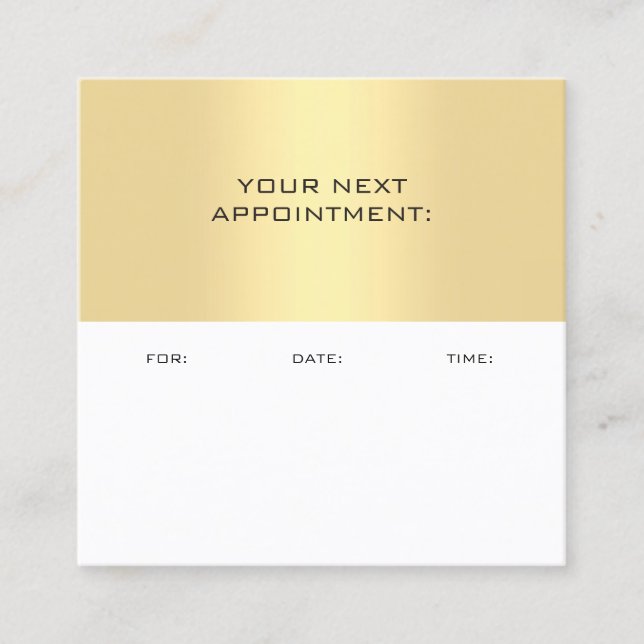 Gold White Appointment Reminder Elegant Template Card (Front)