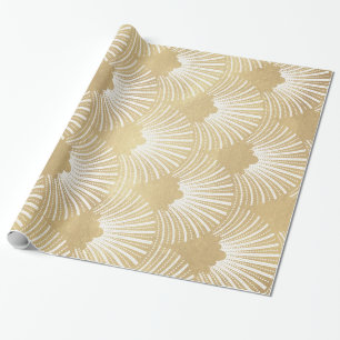 Gold & White Art-Deco Pattern Wrapping Paper