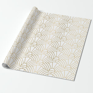 Gold & white art-deco seamless pattern 2 wrapping paper