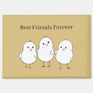 Gold White Baby Chicks Best Friends Forever Magnet