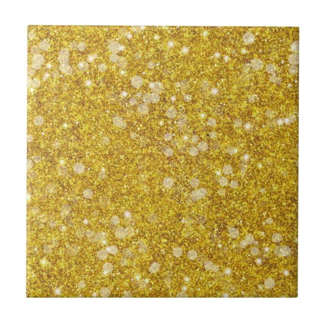 Gold White Bauble Colour Faux Glitter Solid Tile (Front)