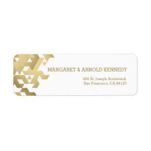 Gold & White Birthday Address Geometric Pattern