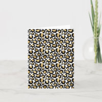 Gold, white & black leopard animal print card