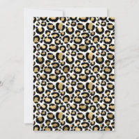 Gold, white & black leopard/cheetah print card