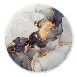 Gold White Black Marble Ceramic Knob