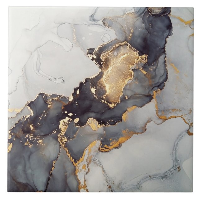 Gold White Black Marble Tile (Front)