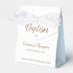 Gold White Blue Baptism Cross Thank You Favour Box