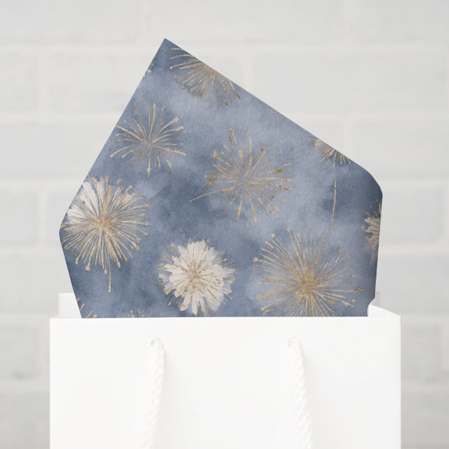 Gold White Blue Glitter Fireworks Tissue Paper (Gift Bag)