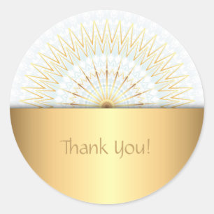 Gold White Blue Mandala Classic Round Sticker