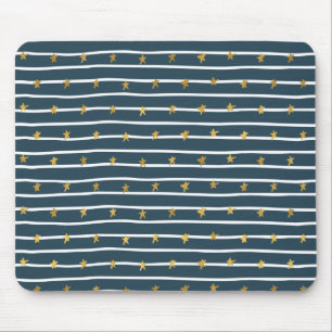 Gold White Blue Stars and Stripes Mouse Pad