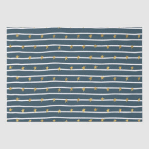 Gold White Blue Stars and Stripes Tissue Paper