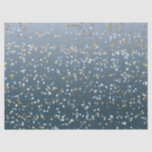Gold White Blue Stars Shine Bright Tissue Paper
