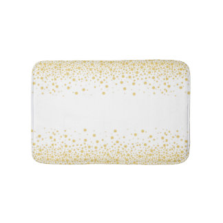 Gold & White Bokeh circles dots Bath Mat