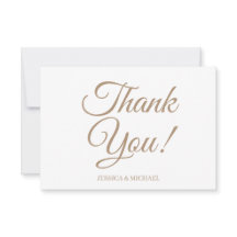 Gold White Bridal Shower Thank You