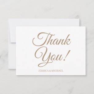 Gold White Bridal Shower Thank You Card
