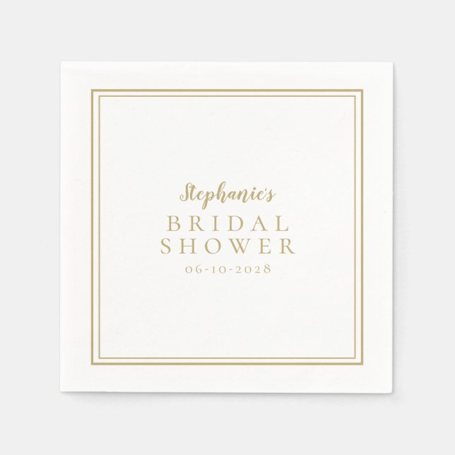 Gold White Bridal Shower Wedding Simple Modern Napkin (Front)