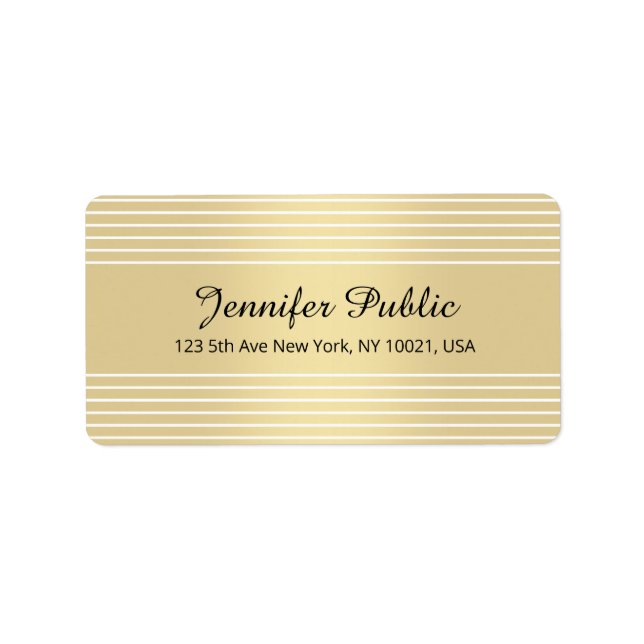 Gold White Calligraphy Script Elegant Template Label (Front)