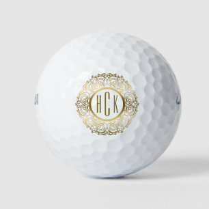 Gold & White Celtic Knot Wreath Golf Balls
