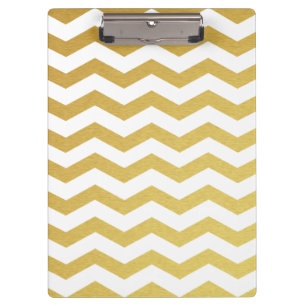 Gold & White Chevron Monogram Clipboard