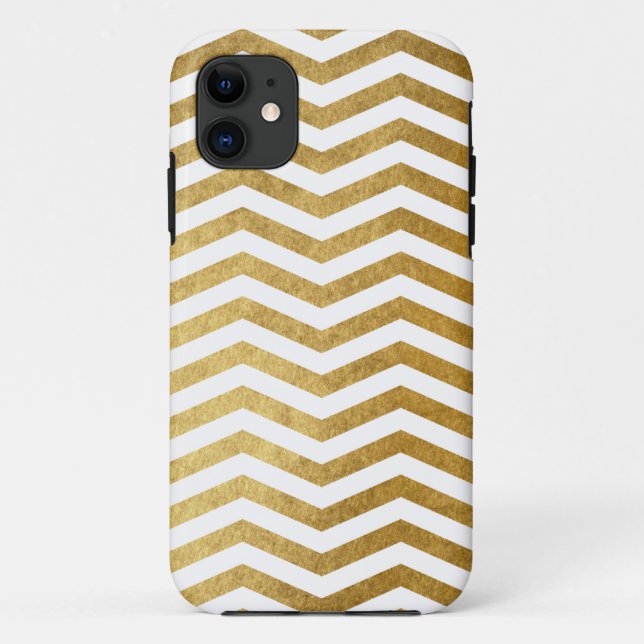 Gold White Chevron Pattern Case-Mate iPhone Case (Back)