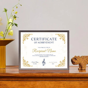 Gold White Classy Frame Music Award Certificate