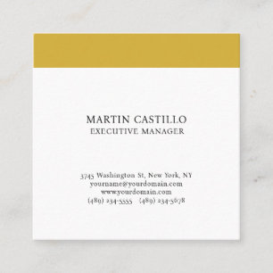 Gold White Color Modern Professional Serif Font Square Business Card