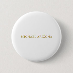 Gold & White Colour Minimalist Simple Plain Modern 6 Cm Round Badge