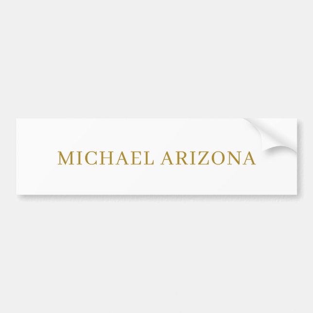 Gold & White Colour Minimalist Simple Plain Modern Bumper Sticker (Front)
