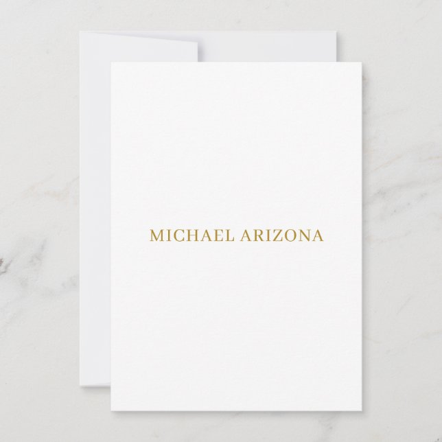 Gold & White Colour Minimalist Simple Plain Modern Card (Front)